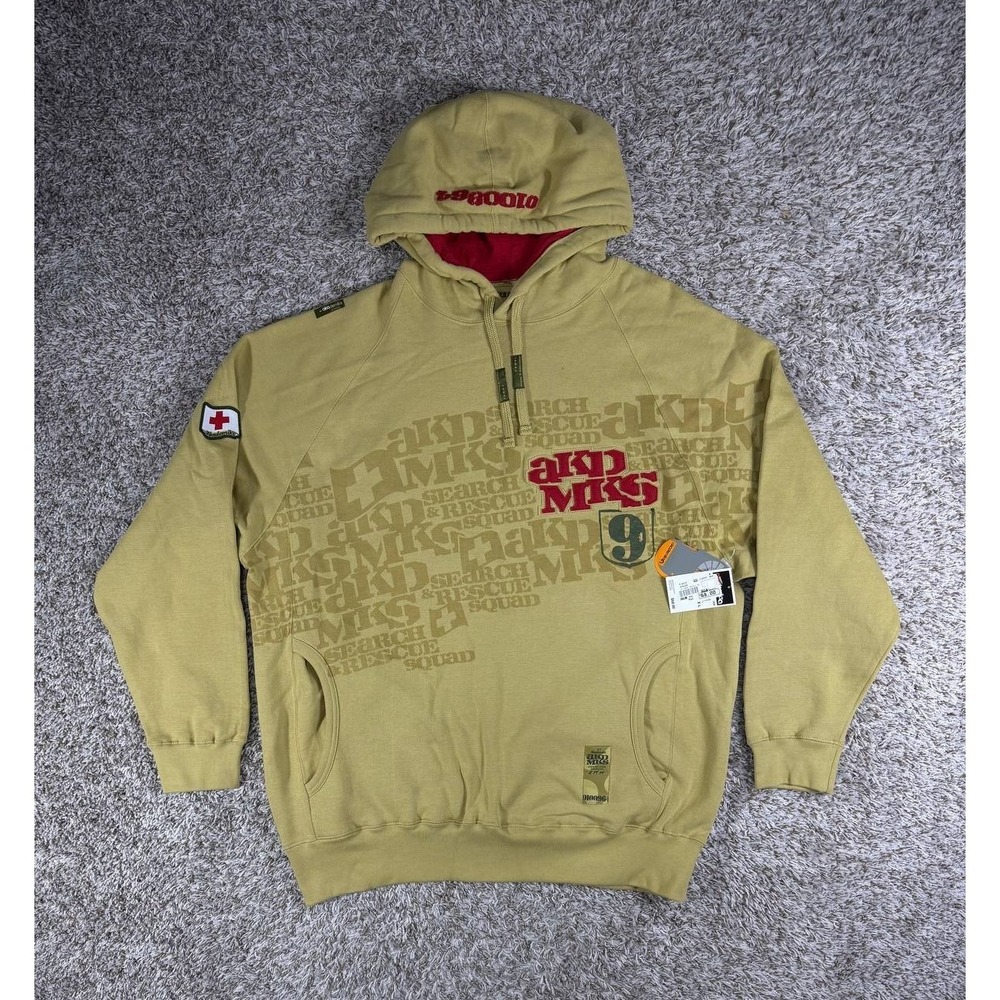 Vintage Akademiks Y2K Pullover Hoodie Hip Hop Streetwear Logo Military Green 2XL